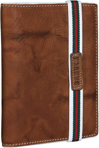 حامل جواز سفر جلدي من Banuce مع حزام مطاطي للجنسين، محفظة سفر للنساء أو الرجال، غطاء جواز سفر مع حامل بطاقات بني in Kuwait