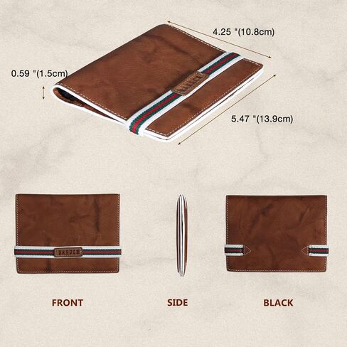 حامل جواز سفر جلدي من Banuce مع حزام مطاطي للجنسين، محفظة سفر للنساء أو الرجال، غطاء جواز سفر مع حامل بطاقات بني in Kuwait