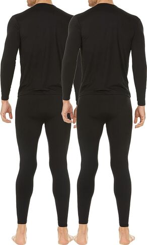 Thermajohn 2 Pack Thermal Underwear for Men Size 3XL V-Neck & Crew Neck Sets Black in Saudi Arabia