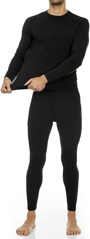 Thermajohn 2 Pack Thermal Underwear for Men Size 3XL V-Neck & Crew Neck Sets Black in Saudi Arabia