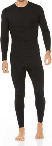 Thermajohn 2 Pack Thermal Underwear for Men Size 3XL V-Neck & Crew Neck Sets Black in Saudi Arabia
