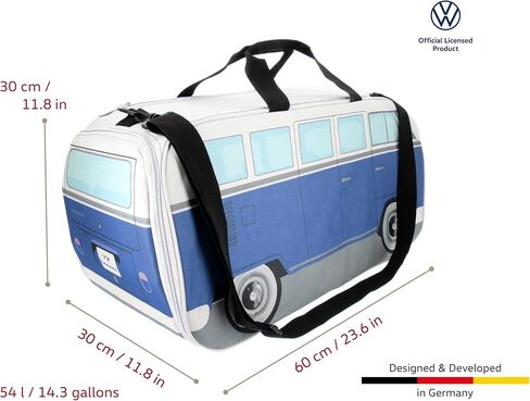 مجموعة BRISA VW - حقيبة لياقة كتف رياضية كلاسيكية من فولكس فاجن على شكل حافلة T1 (حافلة كبيرة/كلاسيكية/أزرق وبيج) in Saudi Arabia