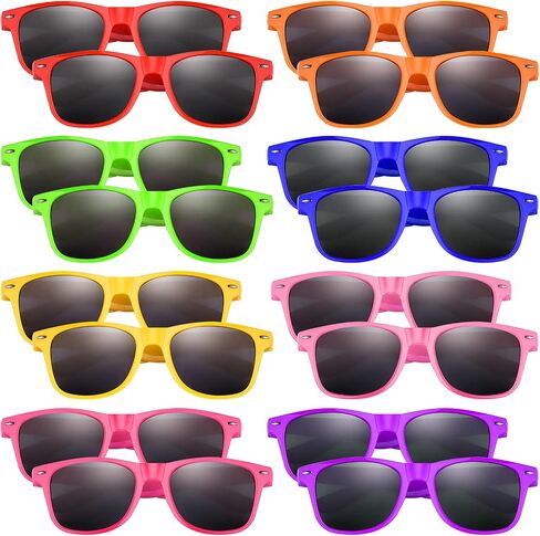 Morcheiong 8/16/32/48 Pack Kids Neon Color Sunglasses, Sunglasses Party Favor Goody Bag Fillers for Birthday Beach Pool Party in Kuwait