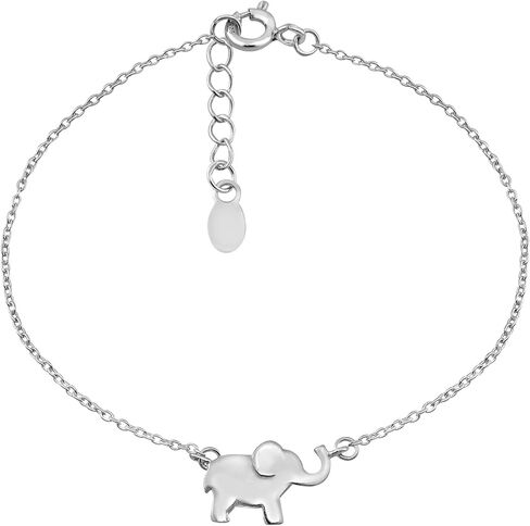 AeraVida Charming Little Elephant Charm .925 Sterling Silver Chain Bracelet | Minimalist Elephant Animal Inspired Bracelet | Silver Accessory for Women | Jewelry Gift in Saudi Arabia