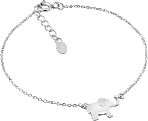 AeraVida Charming Little Elephant Charm .925 Sterling Silver Chain Bracelet | Minimalist Elephant Animal Inspired Bracelet | Silver Accessory for Women | Jewelry Gift in Saudi Arabia