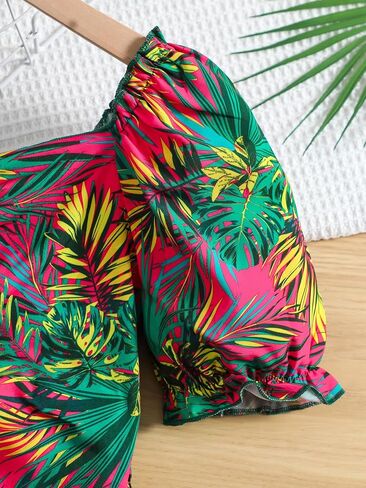 OYOANGLE Girl's 2 Pieces Outfits Graphic Print Short Puff Sleeve Sweetheart Neck Blouse and Shorts Set in Saudi Arabia