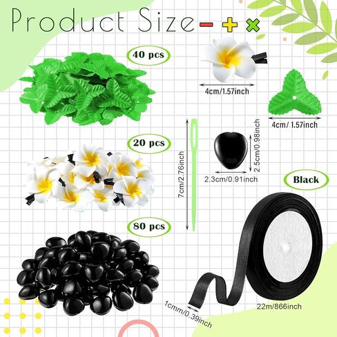 Kathfly 142 Pcs DIY Graduation Hawaiian Leis Kukui Nut Bead Necklace with Ribbon Tie Closure Foam Hawaiian Frangipani Artificial Plumeria Fake Fabric Leaves Hawaiian Kukui Nut Necklace Graduation Gift in Kuwait