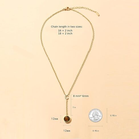 Gemstone Gold Plated Lariat Necklace for Women Dainty Minimalist Crystal Birthstone Green Aventurine Necklace Gift for Her Waterproof and Hypoallergenic in Saudi Arabia