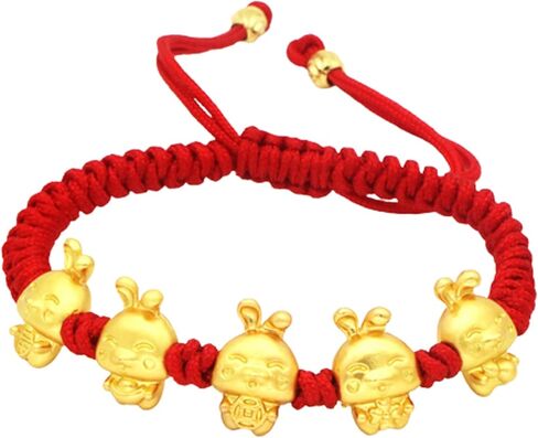 2023 New Year of The Rabbit Red String Handwoven Adjustable Bunny Charm Rope Bracelet Chinese Zodiac Animal Lucky Rabbits Charm Braided Corded Bracelets New Year Jewelry Gifts for Women in Saudi Arabia