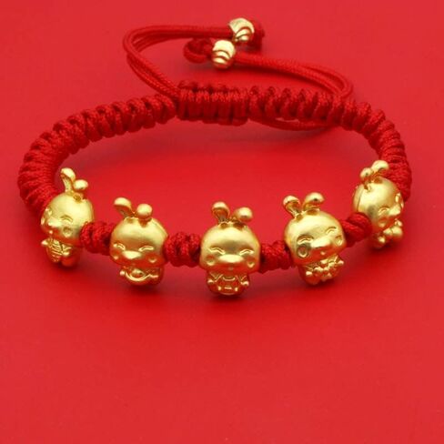 2023 New Year of The Rabbit Red String Handwoven Adjustable Bunny Charm Rope Bracelet Chinese Zodiac Animal Lucky Rabbits Charm Braided Corded Bracelets New Year Jewelry Gifts for Women in Saudi Arabia