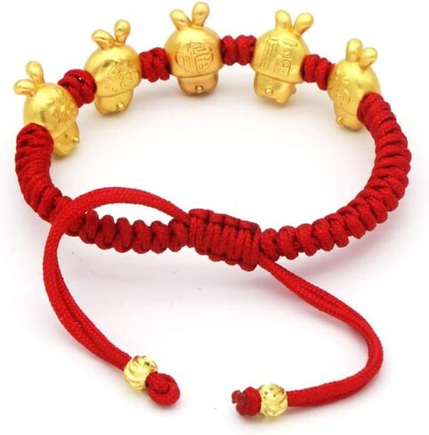 2023 New Year of The Rabbit Red String Handwoven Adjustable Bunny Charm Rope Bracelet Chinese Zodiac Animal Lucky Rabbits Charm Braided Corded Bracelets New Year Jewelry Gifts for Women in Saudi Arabia