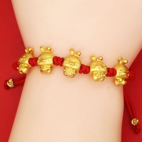 2023 New Year of The Rabbit Red String Handwoven Adjustable Bunny Charm Rope Bracelet Chinese Zodiac Animal Lucky Rabbits Charm Braided Corded Bracelets New Year Jewelry Gifts for Women in Saudi Arabia