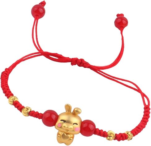 2023 New Year of The Rabbit Red String Handwoven Adjustable Bunny Charm Rope Bracelet Chinese Zodiac Animal Lucky Rabbits Charm Braided Corded Bracelets New Year Jewelry Gifts for Women in Saudi Arabia