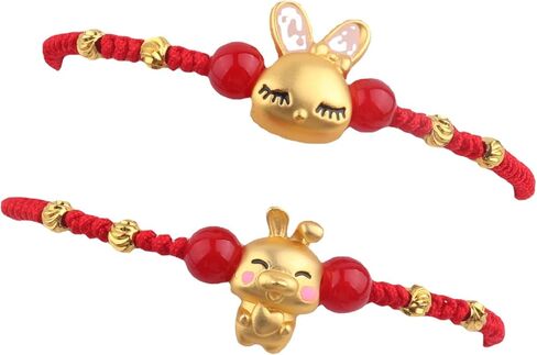 2023 New Year of The Rabbit Red String Handwoven Adjustable Bunny Charm Rope Bracelet Chinese Zodiac Animal Lucky Rabbits Charm Braided Corded Bracelets New Year Jewelry Gifts for Women in Saudi Arabia
