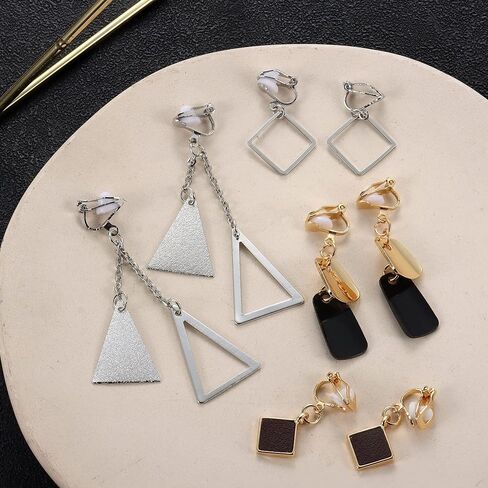 SAILIMUE 10 أزواج من الأقراط المشبكية للنساء أقراط طويلة متدلية متعددة الأقراط اللطيفة على شكل نجمة من اللؤلؤ أقراط عصرية ساحرة غير مثقوبة لا تسبب الحساسية in Kuwait