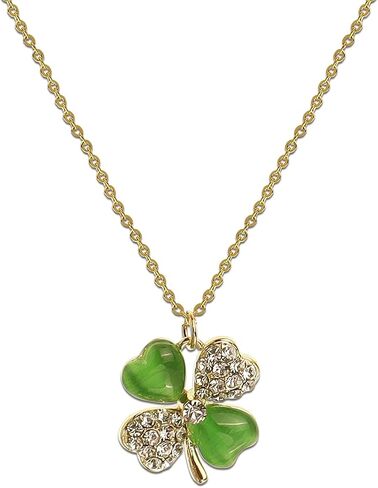 Jean Beau Lucky Clover Necklaces for Women Teen Girls Cute Gold Four Leaf Clover Pendant Necklace Dainty Chain Choker Prom Wedding Accessories Jewelry Gift in Saudi Arabia