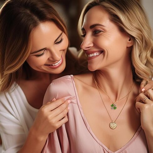 Jean Beau Lucky Clover Necklaces for Women Teen Girls Cute Gold Four Leaf Clover Pendant Necklace Dainty Chain Choker Prom Wedding Accessories Jewelry Gift in Saudi Arabia