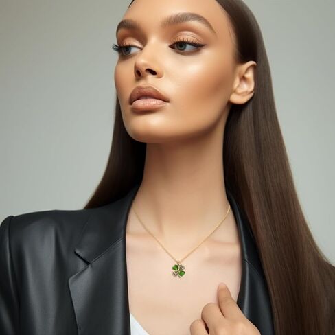 Jean Beau Lucky Clover Necklaces for Women Teen Girls Cute Gold Four Leaf Clover Pendant Necklace Dainty Chain Choker Prom Wedding Accessories Jewelry Gift in Saudi Arabia