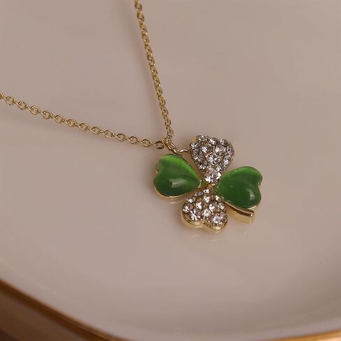 Jean Beau Lucky Clover Necklaces for Women Teen Girls Cute Gold Four Leaf Clover Pendant Necklace Dainty Chain Choker Prom Wedding Accessories Jewelry Gift in Saudi Arabia