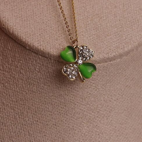 Jean Beau Lucky Clover Necklaces for Women Teen Girls Cute Gold Four Leaf Clover Pendant Necklace Dainty Chain Choker Prom Wedding Accessories Jewelry Gift in Saudi Arabia