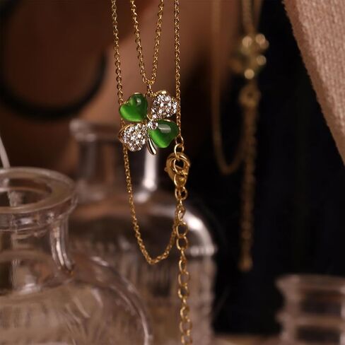 Jean Beau Lucky Clover Necklaces for Women Teen Girls Cute Gold Four Leaf Clover Pendant Necklace Dainty Chain Choker Prom Wedding Accessories Jewelry Gift in Saudi Arabia