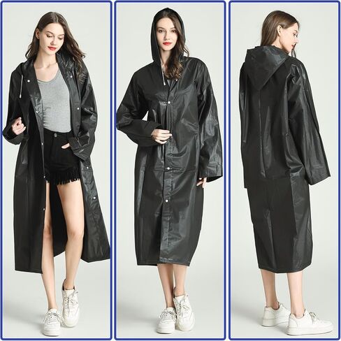 EVA Rain Ponchos for Adults, 2 Pack Reusable Raincoats with Hoods and Sleeves Lightweight Rain Jacket in Saudi Arabia