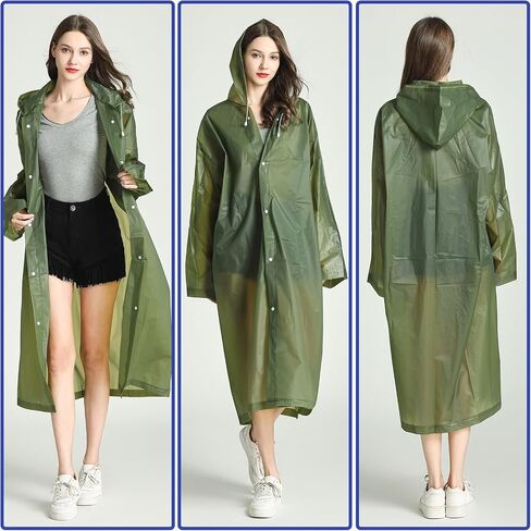 EVA Rain Ponchos for Adults, 2 Pack Reusable Raincoats with Hoods and Sleeves Lightweight Rain Jacket in Saudi Arabia