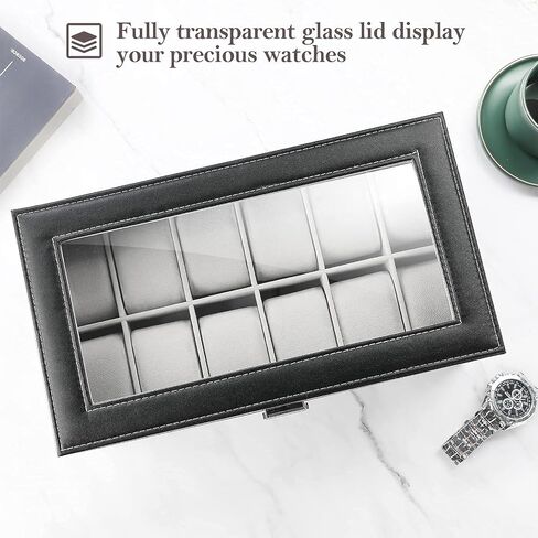 12 Slots Watch Box Organizer Bundle with Travel Watch Case in Saudi Arabia