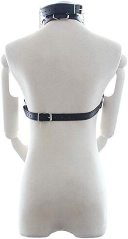 Women's Sexy Role Play Costumes S&M Gothic Open Cup Collar Cage Bra Open Mouth Ring Clamps Lingerie 2pcs Faux Leather Harness Set Black in Saudi Arabia