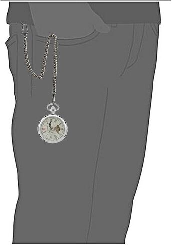 Mechanical Pocket Watches Roman Numerals Open Face with Chain Men 24-Hour Moon Sun + Box in Saudi Arabia
