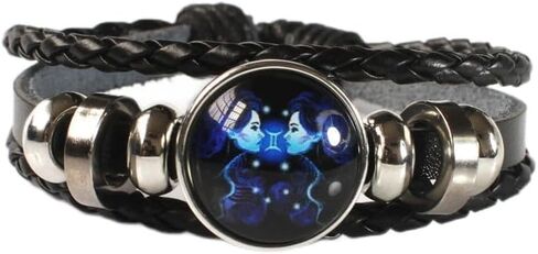 Fuqimanman2020 Zodiac Signs Spirit Bracelet Adjustable 12 Constellation Bracelet Multilayer Black Leather Wrap Bracelets Christmas Birthday Jewelry Gifts for Women Men in Saudi Arabia