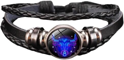 Fuqimanman2020 Zodiac Signs Spirit Bracelet Adjustable 12 Constellation Bracelet Multilayer Black Leather Wrap Bracelets Christmas Birthday Jewelry Gifts for Women Men in Saudi Arabia