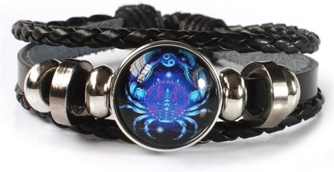 Fuqimanman2020 Zodiac Signs Spirit Bracelet Adjustable 12 Constellation Bracelet Multilayer Black Leather Wrap Bracelets Christmas Birthday Jewelry Gifts for Women Men in Saudi Arabia