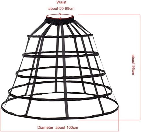 5 Hoops Pannier Petticoat Women Victorian Bustle Cages Hoop Skirt Cosplay Lolita Underskirt Crinoline for Women in Kuwait