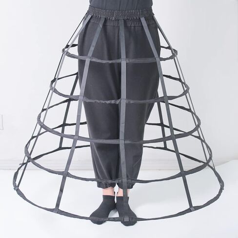 5 Hoops Pannier Petticoat Women Victorian Bustle Cages Hoop Skirt Cosplay Lolita Underskirt Crinoline for Women in Kuwait