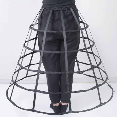 5 Hoops Pannier Petticoat Women Victorian Bustle Cages Hoop Skirt Cosplay Lolita Underskirt Crinoline for Women in Kuwait