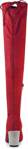Allegra K Women's Chunky Heels Bling Rhinestone Over the Knee High Boots in Saudi Arabia