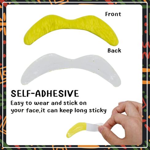 UMEELR Juneteenth Moustache, Red, yellow And Green Stickable Patriotic Beard, African American Holiday Dress Up Accessories, 1865 Independence Day Celebration Parades, Party Favorite Supplies in Kuwait