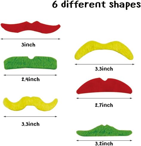 UMEELR Juneteenth Moustache, Red, yellow And Green Stickable Patriotic Beard, African American Holiday Dress Up Accessories, 1865 Independence Day Celebration Parades, Party Favorite Supplies in Kuwait
