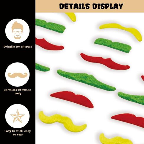 UMEELR Juneteenth Moustache, Red, yellow And Green Stickable Patriotic Beard, African American Holiday Dress Up Accessories, 1865 Independence Day Celebration Parades, Party Favorite Supplies in Kuwait