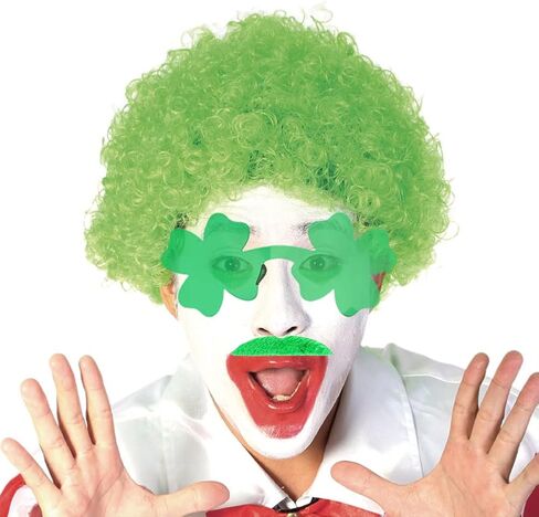 St Patrick's Day Party Favors Supplies Set, St. Patricks Day Accessories Cosplay Props Irish Party Funny Costume Accessory Party Supplies Green Wig, Green Beard, Clover Sunglasses, Sequin Bow, Green, in Kuwait