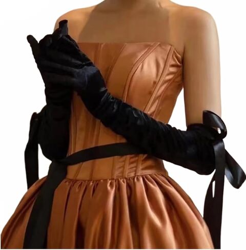 Ursumy 21"Long Opera Gloves Velvet Gloves 1920s Flapper Stretchy Elbow Length Sexy Elegant Gloves in Kuwait