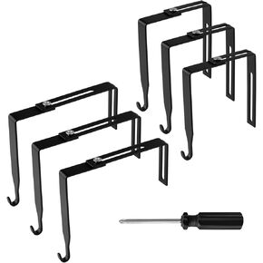6pcs Cubicle Wall Hooks, Metal Adjustable Cubicle Hooks Hangers with a Cross Screwdriver Universal Partition Hanger Set for Panels of 1.4-3.5in Thickness (Black)