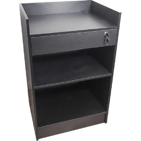 Checkout Counter Cash Register Restaurant Hostess Podium Stand, Measures 38" Height, 24" Width, 18" Length, Equipped with a Lockable Sliding Register Drawer & Wire Cable Hole