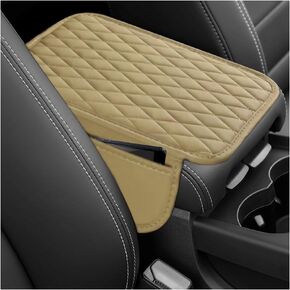 Thin Arm Rest Cover for Car,Leather+Memory Foam Center Console Cover with Storage Bags,Universal Middle Console Cover Car Accessories Interior for Most Car Center Consoles (Black)