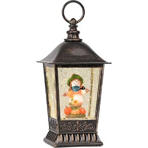 Pumpkin Snow Globe Glittering, Scarecrow Snow Globe Lantern, Autumn Decorations for Home and Thanksgiving, Fall Harvest Decor.