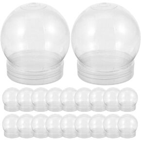 20pcs DIY Snow Globe Water Globe 2.4 Inch Clear Plastic Fillable with Screw Off Cookies Candy Jar for DIY Crafts and Customization Home Decoration