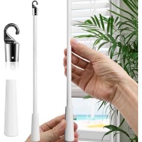 Blind Wand Replacement with Hook, 17 Inches White Fiberglass Blind Wand, Mini Blind Wand Replacement, Blind Tilt Wand for Window Pull Supplies (1 Pcs)