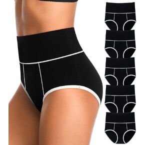 K-CHEONY High Waisted Cotton Underwear for Women Tummy Control Ladies Panties Breathable Full Coverage 5Pack