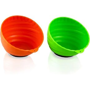C&T 2-Piece Magnetic Nut Cup, Nuts and Bolts Organizer Set, 6 Inch Cup Diameter, Holds up to 5 lbs, Magnetic Bowls For Holding Nuts and Bolts, Small Parts, Pins, Tools